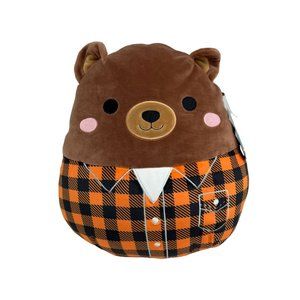 Squishmallows Omar the Bear 12" Plaid Shirt Kellytoy 2023